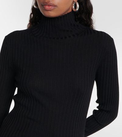 Shop Plan C Ribbed-knit Wool Sweater In Black