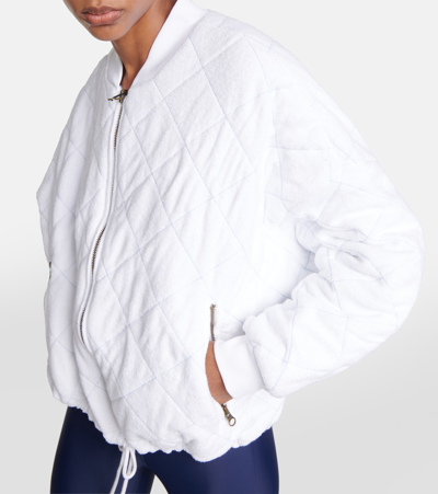 Shop The Upside Rani Reversible Cotton Bomber Jacket In White