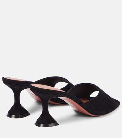 Amina Muaddi Lupita Suede Pedestal Mule Sandals In Black