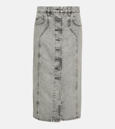 Shop Marant Etoile Vandy Denim Midi Skirt In Grey