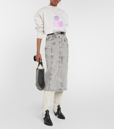 Isabel Marant Étoile Vandy Denim Midi Skirt In Grey