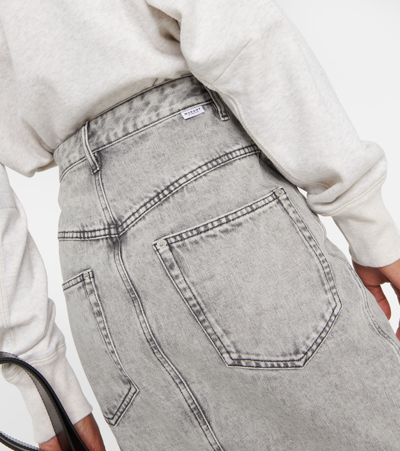 Shop Marant Etoile Vandy Denim Midi Skirt In Grey