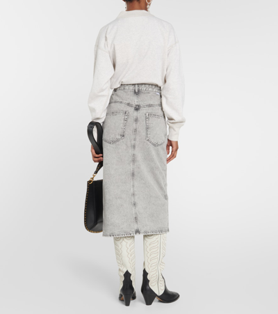 Shop Marant Etoile Vandy Denim Midi Skirt In Grey