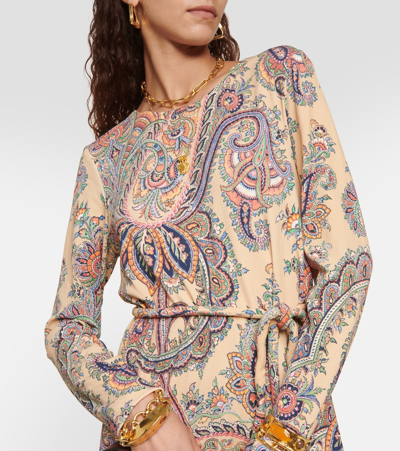 Etro Paisley Belted Minidress In Multicoloured