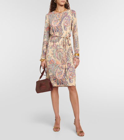 Etro Paisley Belted Minidress In Multicoloured