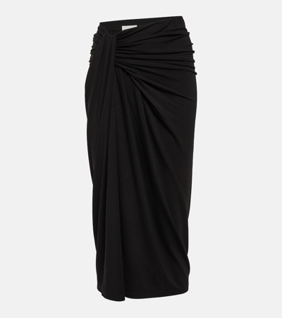 Shop Marant Etoile Jeldia Jersey Midi Skirt In Black