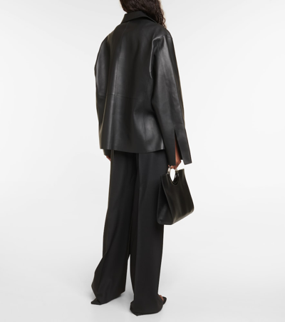 Shop Totême Leather Jacket In Black