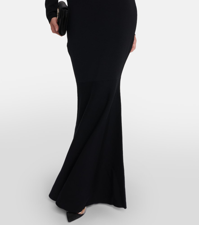 Shop Nina Ricci High-rise Wool-blend Maxi Skirt In Black