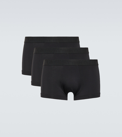 Shop Giorgio Armani Set Of 3 Boxer Briefs In Black