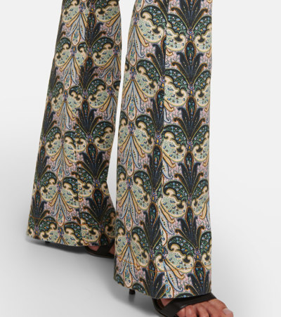 Shop Etro Printed High-rise Flared Pants In Multicoloured