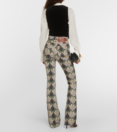 Shop Etro Printed High-rise Flared Pants In Multicoloured