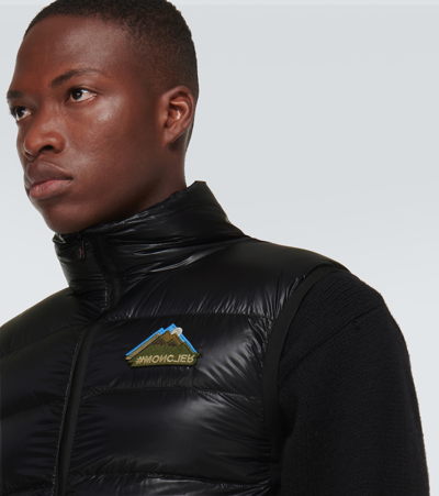 Shop Moncler Jersey And Ripstop Down Vest In Black