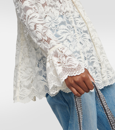 Shop Rabanne Pleated Lace Top In White