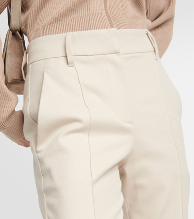 Brunello Cucinelli Cotton-blend Slim Pants In Beige