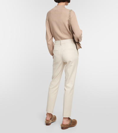 Brunello Cucinelli Cotton-blend Slim Pants In Beige