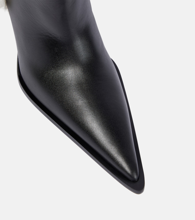 Coperni Bridge Faux Shearling-trimmed Knee-high Boots In Black
