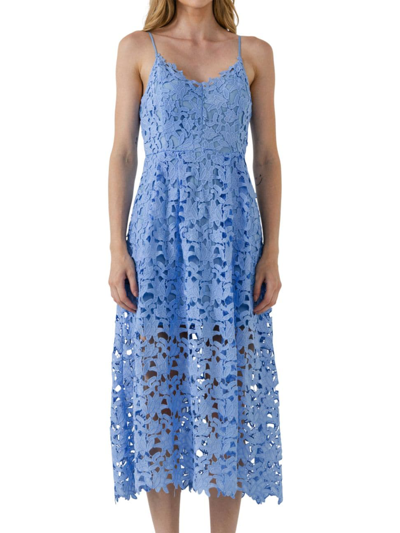 Shop Endless Rose Women's Lace Cami Midi Dress In Powder Blue