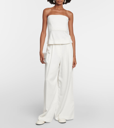 Shop Co Wide-leg Satin Pants In White