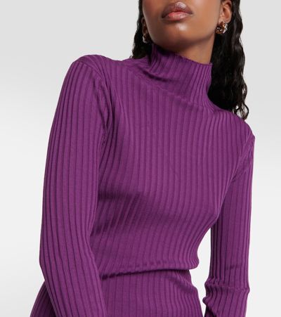 Plan C Ribbed-knit Wool Sweater In Pink