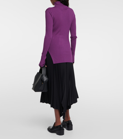 Plan C Ribbed-knit Wool Sweater In Pink