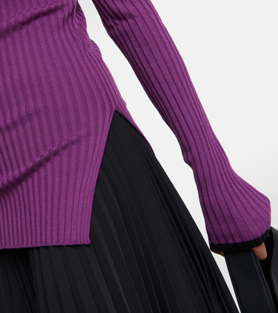 Plan C Ribbed-knit Wool Sweater In Pink