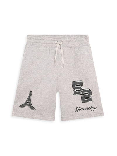 Shop Givenchy Little Boy's & Boy's Mini Me Logo Patch Shorts In Grey Marl