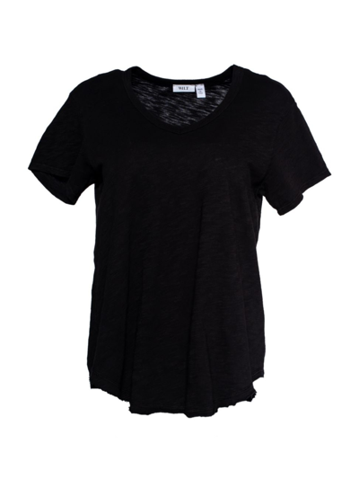 Shop Wilt Women's Short Sleeve V-neck Raw Hem T-shirt In Black