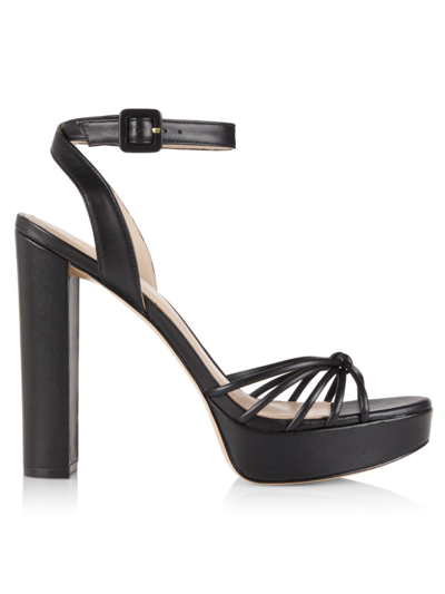Shop Saks Fifth Avenue Women's Collection 123mm Leather Strappy Platform Sandals In Black