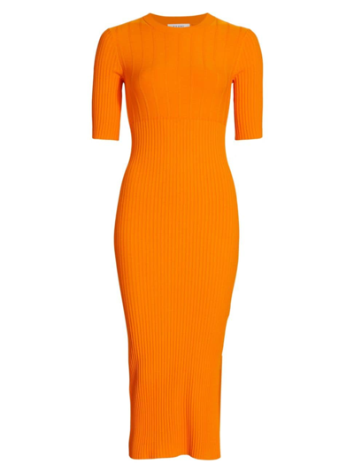 Shop Frame Women's Mixed Rib-knit Sweater Dress In Nectarine