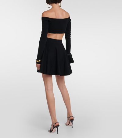 Shop Nina Ricci Flared Wool-blend Miniskirt In Black