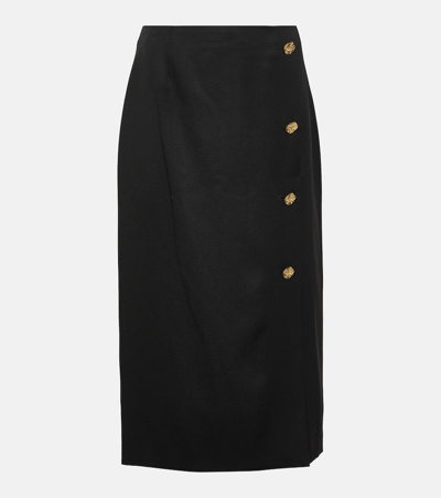 Shop Nina Ricci Wool Midi Pencil Skirt In Black