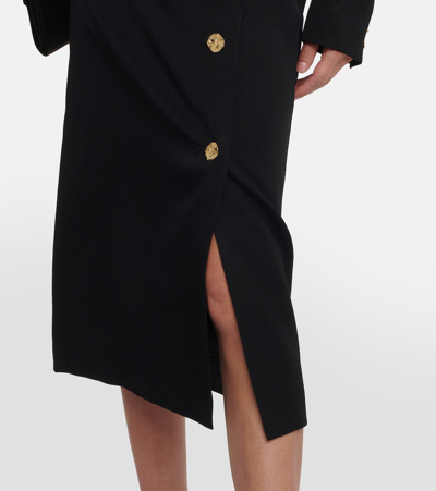 Shop Nina Ricci Wool Midi Pencil Skirt In Black