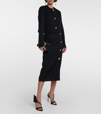 Shop Nina Ricci Wool Midi Pencil Skirt In Black