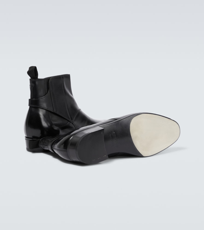 Shop John Lobb Masons Leather Chelsea Boots In Black