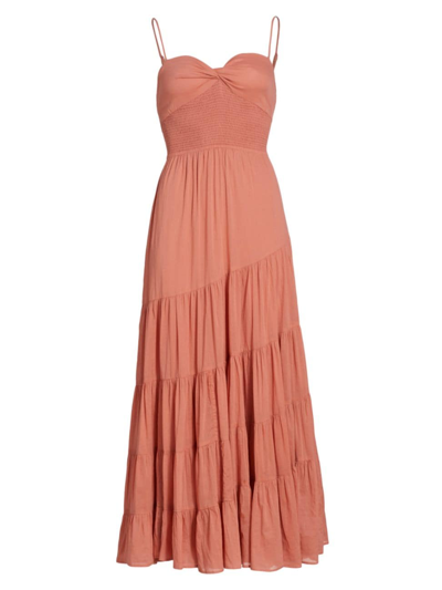 Shop Free People Women's Sundrenched Strapless Tiered Maxi Dress In Canyon Clay