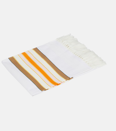 Shop Burberry Striped Cotton Blanket In Multicoloured