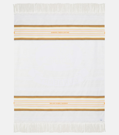 Shop Burberry Striped Cotton Blanket In Multicoloured