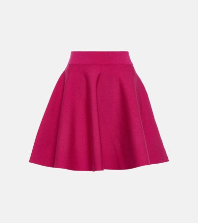 Shop Nina Ricci Flared Wool-blend Miniskirt In Pink