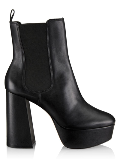 Shop Saks Fifth Avenue Women's Collection 113mm Leather Platform Boots In Black