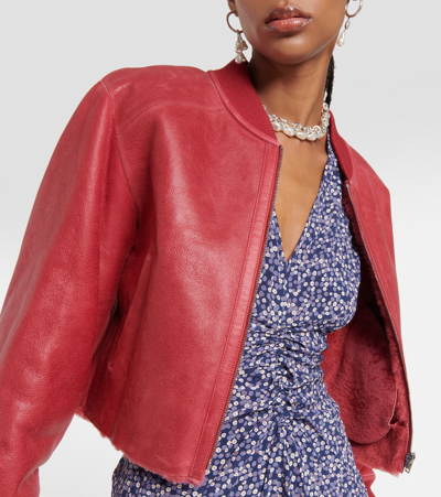 Shop Isabel Marant Olina Leather Jacket In Red