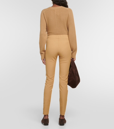 Joseph Mid-rise Gabardine Leggings In Brown