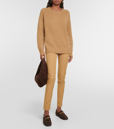 Joseph Mid-rise Gabardine Leggings In Brown