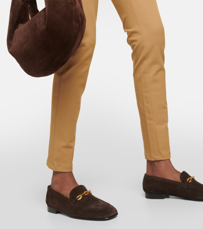 Joseph Mid-rise Gabardine Leggings In Brown