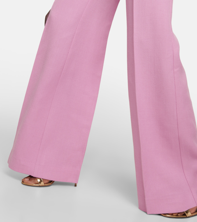 Shop Etro Wide-leg Wool-blend Pants In Pink