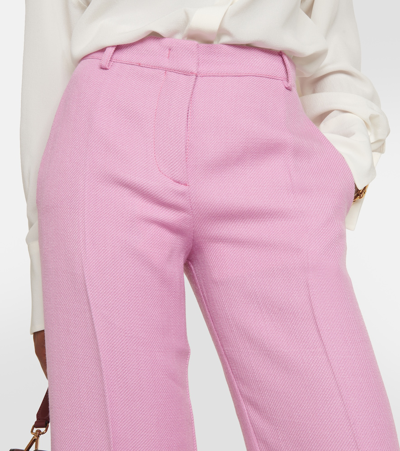 Shop Etro Wide-leg Wool-blend Pants In Pink