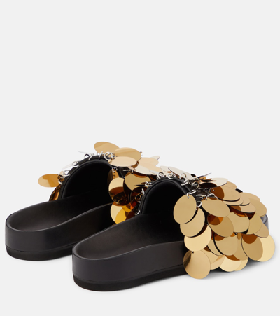 Shop Rabanne Embellished Leather Sandals In Black