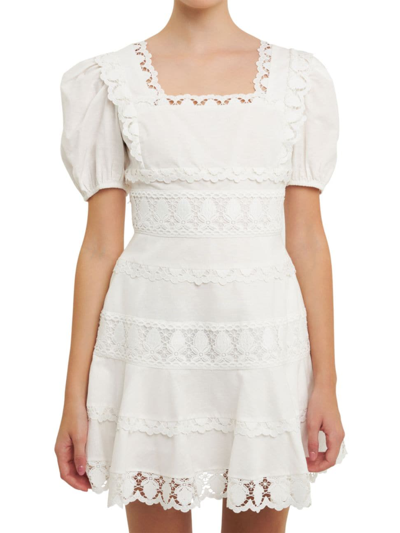 Shop Endless Rose Women's Multi Lace Linen Mini Dress In White