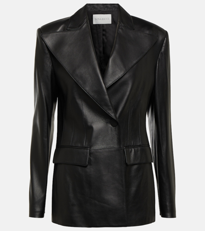 Shop Nina Ricci Leather Blazer In Black