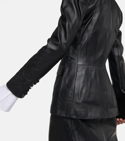 Shop Nina Ricci Leather Blazer In Black