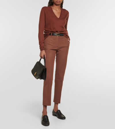 Shop Joseph Coleman Gabardine Straight Pants In Brown